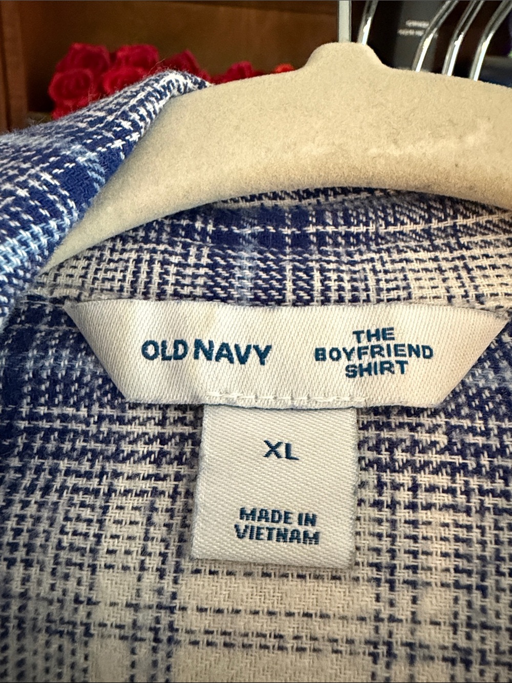 Old Navy Blue & White Plaid Button-Down Shirt - Picture 2 of 6